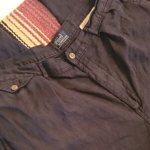 Ralph Lauren Classic Black Linen Trousers Chinos. Vintage Made In USA 38 X 29